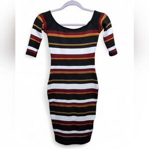 Striped Black, White, and Red Women's Dress